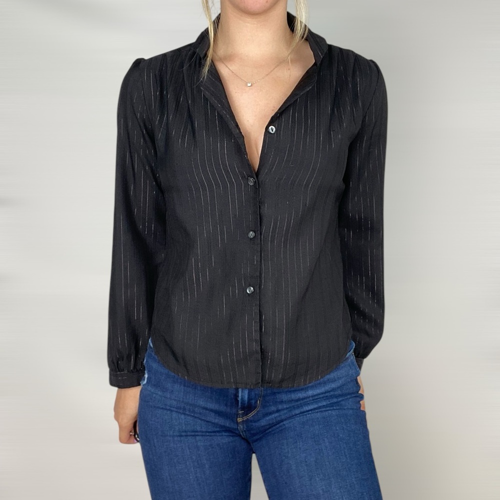 VINTAGE Malouf Jr Button Down Long‎ Sleeve Collared Shirt Stripe Relaxed Fit